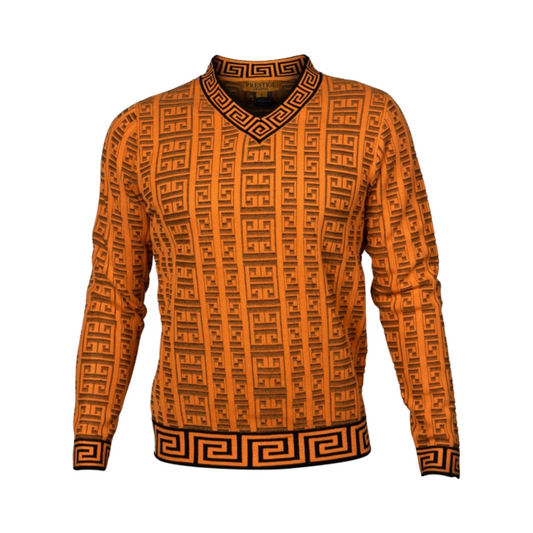 Prestige Orange and black v-neck sweater Sw-460