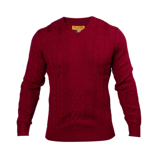 Prestige Vneck Sweater-Burg