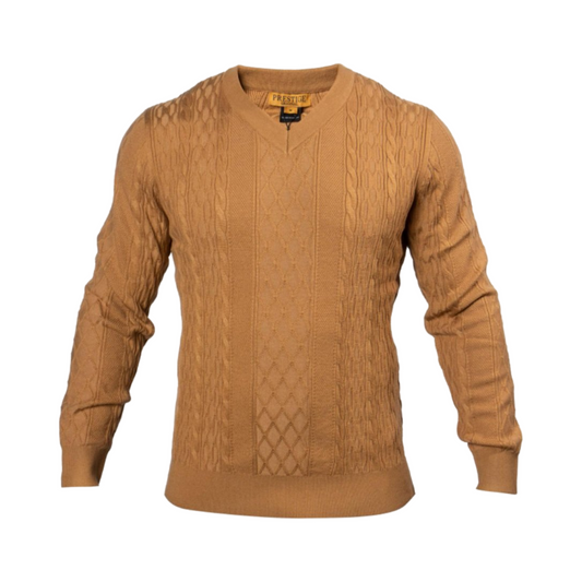 Prestige Vneck Sweater-Camel