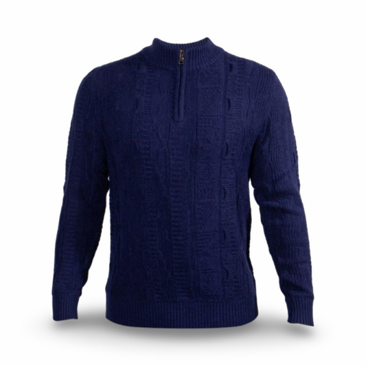 Prestige Navy Zip Mock Sweater